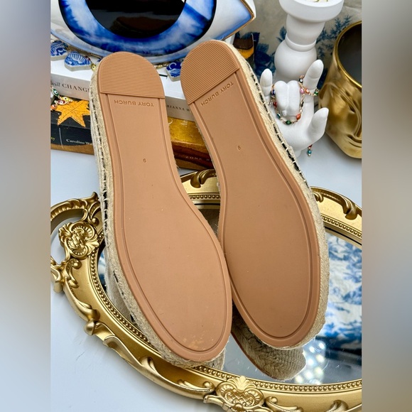 🆕 TORY BURCH 🧿 NWOT Ines Linen & Leather Bejewelled Espadrilles - Size 9 - Picture 12 of 16